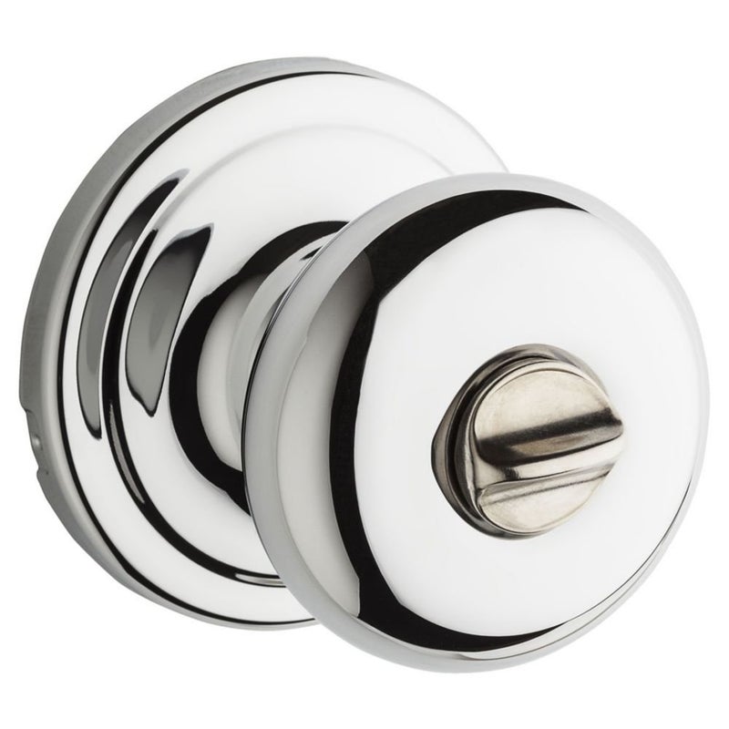 Kwikset Hancock Interior Privacy Door Knob with Lock, Door Handle For Bathroom and Bedroom, Polished Chrome Keyless Turn Lock Doorknob - Image 1